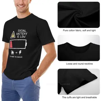 новая черная футболка, мужская футболка с низким уровнем заряда батареи, летняя футболка с аниме, мужские графические футболки Изображение 2