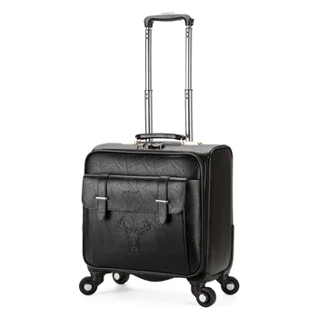 Дорожная ручная кладь, сумка-тележка из искусственной кожи, мужской деловой 18-дюймовый посадочный чемодан, легкий женский багаж стюардессы