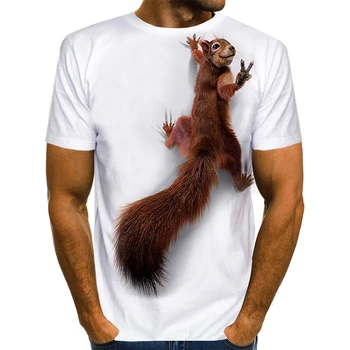 Мужская футболка с милым щенячьим личиком, Забавная футболка с домашним животным, мужская футболка с белкой, футболка с 3D-принтом, футболки с изображением животных, Милые топы с рисунком Изображение 2