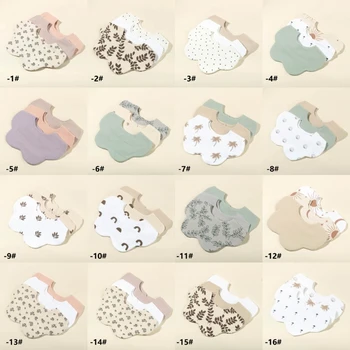 3шт Детская ткань для отрыжки Хлопчатобумажные нагрудники с принтом для новорожденных, нагрудник для прорезывания зубов от слюнотечения