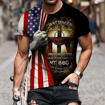 Мужская патриотическая футболка с перекрестным национальным флагом, круглый вырез, 3D принт, уличная одежда с коротким рукавом, спортивная мода, винтаж