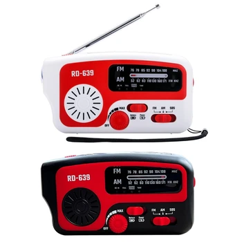 A0KB RD639, Солнечное Ручное радио с сигнализацией SOS, Портативное AM/ FM-радио с фонариком для аварийных ситуаций на открытом воздухе Изображение 2