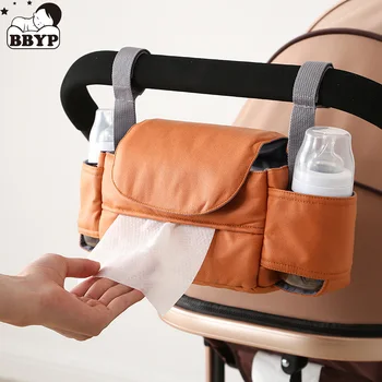 Однотонная сумка для коляски, органайзер для детской коляски, сумка для мамы, тканевая сумка для подгузников, дорожная сумка большой емкости, держатель для бутылочек для колясок
