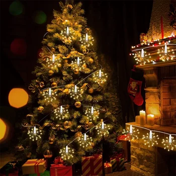 200 светодиодных Рождественских Гирлянд Starburst 10ШТ Фейерверковых Гирлянд из Одуванчиков, Водонепроницаемых Подвесных Гирлянд Starburst на Медной Проволоке Изображение 2