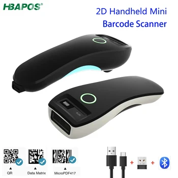 Сканер штрих-кода HBA-W6, беспроводной Bluetooth, 1D / 2D CMOS-сканер, USB Мини карманный QR-ридер, IOS Android Windows для мобильных платежей