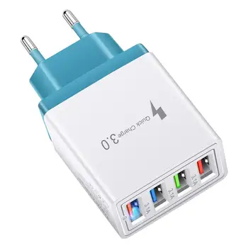 4 Порта USB, Красочное зарядное устройство, Индукционное зарядное устройство для путешествий, быстрое зарядное устройство для мобильного телефона, адаптер для телефона Изображение 2