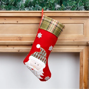Рождественский чулок, милые подвесные подарки для камина, сумка для конфет, открытка, носок, украшение для домашнего бара, подвески, орнамент Изображение 2
