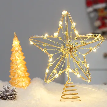 Легкий Светящийся декор в виде звездной елки, светодиодный орнамент, Звездные украшения для Рождественской елки, Сказочный светильник с батарейным отсеком