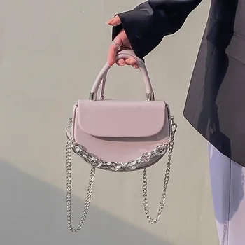 Женская сумка в корейском стиле Маленькие квадратные сумочки Кошельки Дизайнерские модные цепочки Сумки через плечо Женская откидная сумка для телефона