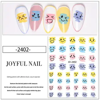 Долговечные наклейки для ногтей, забавные сердечки, простые в использовании, уникальный дизайн, эмоциональные зайчики, яркие наклейки для ногтей, востребованная мода Изображение 2