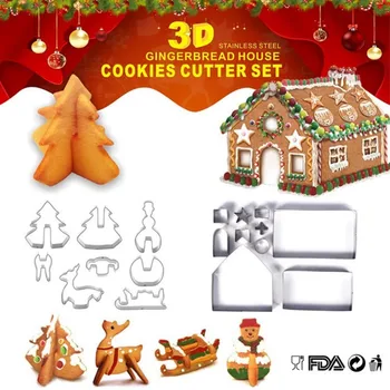 Рождественская детская бытовая форма для печенья ручной работы из нержавеющей стали, 3D Трехмерная форма для выпечки печенья неправильной формы 