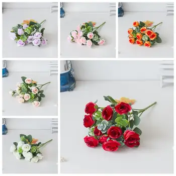 Искусственный букет цветов, искусственные шелковые цветы, Букет роз для свадьбы, искусственные свадебные цветы, сделай САМ, Элегантный цветок многоразового использования Изображение 2