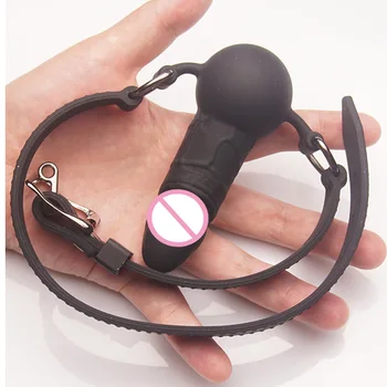 БДСМ Силиконовый пенис фаллоимитатор для проникновения в рот кляп с шариком Реверсивные секс-игрушки двойного назначения для пар Связывание