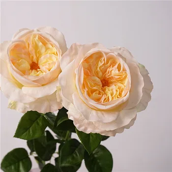 Имитация цветов для чайного столика, ветка розово-желтых роз, искусственный цветок из латекса True Touch Juliet Austin Rose Plant