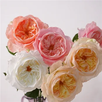 Имитация цветов для чайного столика, ветка розово-желтых роз, искусственный цветок из латекса True Touch Juliet Austin Rose Plant Изображение 2
