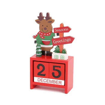 Рождественский деревянный календарь с орнаментом Обратного отсчета, Санта-Клаус, Снеговик, сделай сам для настольных украшений, Рождественское украшение 2024