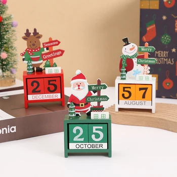 Рождественский деревянный календарь с орнаментом Обратного отсчета, Санта-Клаус, Снеговик, сделай сам для настольных украшений, Рождественское украшение 2024 Изображение 2