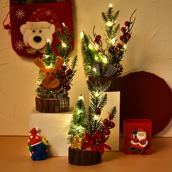 Светодиодные ночные светильники, Мини-Рождественская елка, Настольное украшение, Рождественская Елка, Искусственные Рождественские Поделки, Подарки, Украшения на батарейках