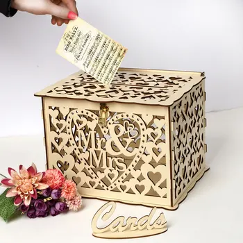 Коробки для свадебных открыток, Деревянная коробка, Свадебные принадлежности, Сделай сам, Пара, Олень, Птица, Сетка с цветочным узором, Визитная карточка, Деревянная коробка