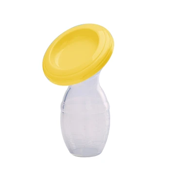 Ручной силиконовый молокоотсос для грудного вскармливания с защитой от разливов, чашка для сбора грудного молока для новорожденных девочек и мальчиков, находящихся на грудном вскармливании. Изображение 2