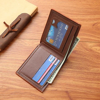 Модный мужской кошелек из искусственной кожи, держатели кредитных карт, кошелек для мелочи, мужские винтажные кошельки для монет Изображение 2