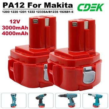12V Для Makita Battery PA12 Ni-Mh Аккумулятор Для Makita 1200 1220 1201 1222 1233SA/B1235 192681-5 Батареи Электроинструмента 4000 мАч