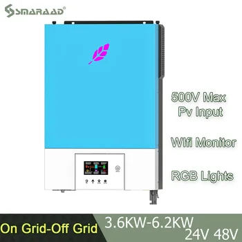 Гибридный Инвертор 6200W On Grid 48VDC 230VAC 120A MPPT On Grid/Off Grid Солнечный Инверсор Солнечное Зарядное Устройство Для Макс. 500V С WiFi