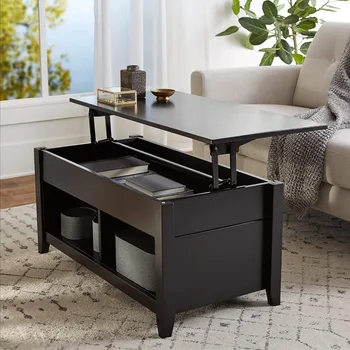 Прямоугольный журнальный столик с подъемной столешницей, черный журнальный столик для гостиной, 40 дюймов X 18 дюймов X 19 дюймов, приставные столики, мебель для дома