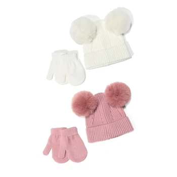 Вязаная шапка, Бини и перчатки, Зимняя шапка для мальчиков и девочек, Варежки, Аксессуары для одежды