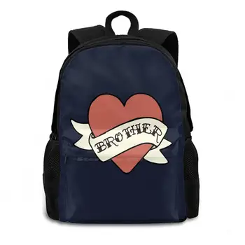 Heart Brother - Мы, мать, дорожный рюкзак для ноутбука, производство модных сумок Old School Heart, сестра, брат, семья, мать Изображение 2