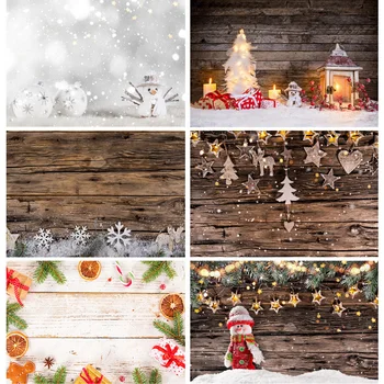 Рождественские Деревянные доски Тематический фон для фотосъемки Снеговик Детские портретные фоны для реквизита фотостудии 211221 MMSD-07