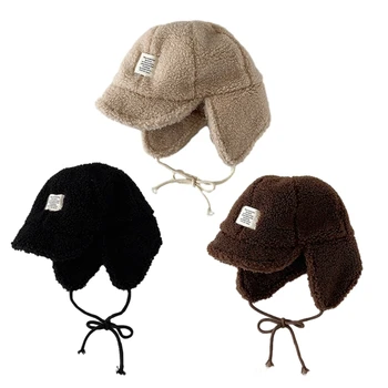 Стильная детская теплая шапочка-ушанка из овечьей шерсти, модные однотонные кепки с козырьком, повязка на голову с мягкими полями
