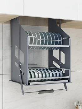 Подвесной шкаф подъемная корзина корзина для посуды из нержавеющей стали выдвижной кухонный шкаф настенный шкаф вертикальный подъемник для хранения