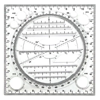2X Многофункциональный шаблон для рисования окружностей, инструмент для геометрического рисования, измерительная линейка, угол поворота
