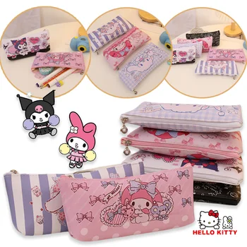 Пеналы Sanrio Hello Kitty, сумка для хранения канцелярских принадлежностей в стиле аниме Kuromi, Студенческая сумка для карандашей с мультяшным рисунком, подарки к учебному году