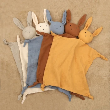 Детское полотенце от слюны, мягкое полотенце для успокоения новорожденного, Милый кролик, игрушка для спящих кукол, плюшевая успокаивающая игрушка, детское полотенце