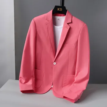 Розовый мужской блейзер Повседневные пиджаки Свадебные Оранжевые Тенденции 2024 года Мужская одежда Светло-голубой Желтый Социальные куртки Бизнес Работа Офис