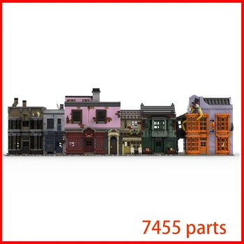 7455 деталей Модульный Набор Моделей Diagon Alley MOC-151587 Vintage City Building Blocks для Детских Игрушек Хобби Строительный Блок Подарок Изображение 2
