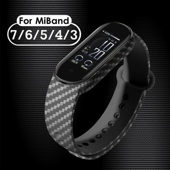 Ремешок для Mi Band 7 Сменный браслет на Mi Band7 браслет с рисунком из углеродного волокна Простой ремешок для Xiaomi Miband 6 5 4 3