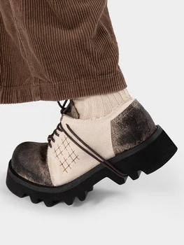 Повседневная Дышащая Обувь с низким Берцем в стиле ретро В Японском стиле, Изготовленная на Заказ в стиле Wasteland в стиле Панк, Поврежденная Ветром В Боях, На платформе