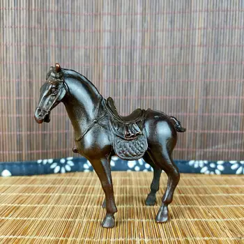 Старинные медные украшения на боевом коне Винтажная танская лошадь зодиакальная лошадь для учебы в офисе чай домашнее животное украшения для рабочего стола