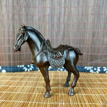 Старинные медные украшения на боевом коне Винтажная танская лошадь зодиакальная лошадь для учебы в офисе чай домашнее животное украшения для рабочего стола Изображение 2