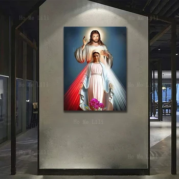 Иисус и Его Мать были набожными Молитвенниками, верующими в Христа Господа, холст, настенное искусство для декора гостиной