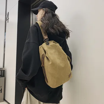 Японская винтажная холщовая сумка через плечо, мужская и женская многофункциональная холщовая сумка через плечо, студенческий модный рюкзак