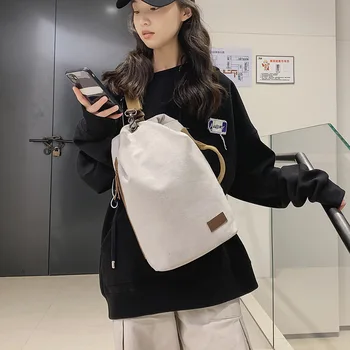 Японская винтажная холщовая сумка через плечо, мужская и женская многофункциональная холщовая сумка через плечо, студенческий модный рюкзак Изображение 2
