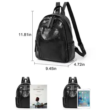 Женский рюкзак из искусственной кожи, однотонный Модный рюкзак для путешествий, школьная сумка, женский рюкзак большой емкости для девочек-подростков Изображение 2