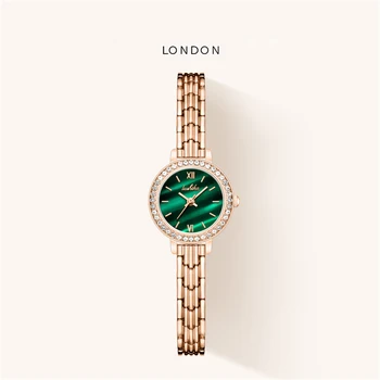 UTHAI H114 Женские модные кварцевые наручные часы Бренд Light Luxury Ретро Маленькие зеленые часы Водонепроницаемые часы Женские часы Часы