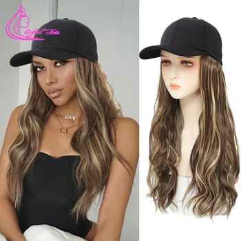 Синтетический парик, шляпа с Омбре, Черные Коричневые Светлые волосы, Бейсболка, Черно-белая шляпа, Парики для женщин и девочек
