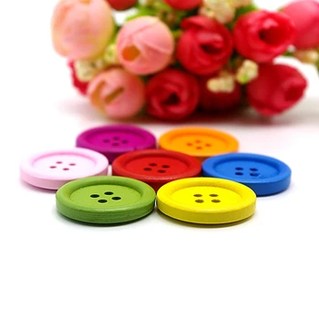 Деревянные пуговицы 25 мм Записках 2-отверстия семь цветов кнопки кнопки винтаж швейные принадлежности шитье аксессуары для деревянных ремесел