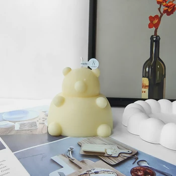 3D Медведь Шалтай-Болтай Силиконовая Форма DIY Ароматерапия Свеча Гипс Мыло ручной Работы Плесень Толстый Медведь Домашний Декор Изображение 2